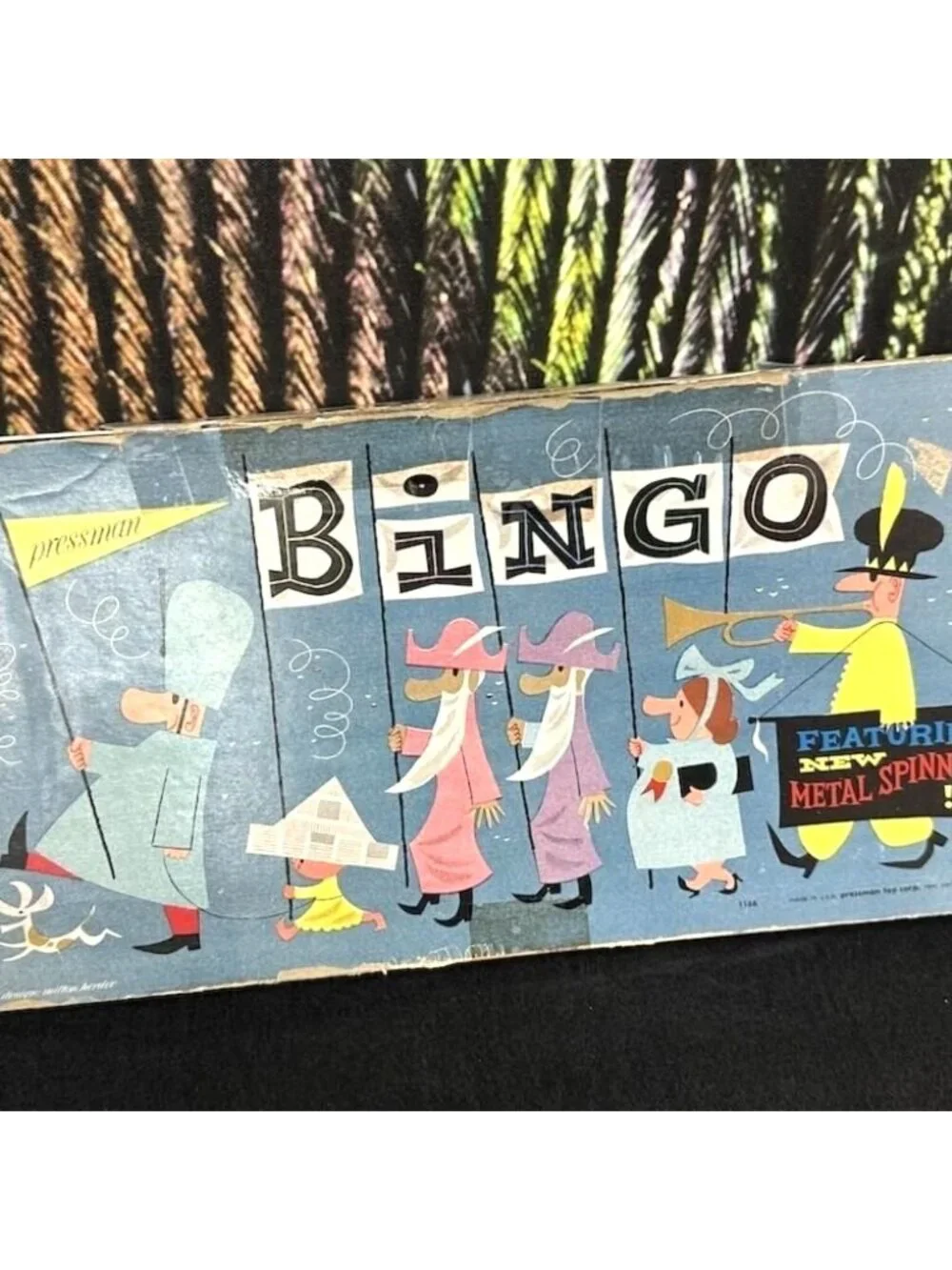 Pressman Bingo Board Game with Metal Spinner Tin Lithograph Complete